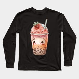 Valentines bubble tea Love couples Husband and wife gift idea Long Sleeve T-Shirt